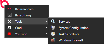 Shortcuts context menu
